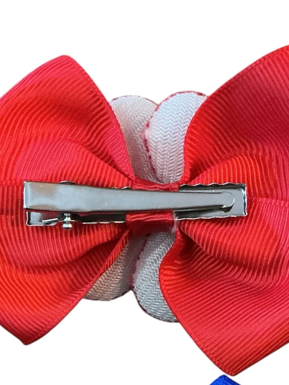 Red Flower Bow Hair Clips for Kids - Set of 2 New On Card